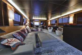 A boat’s interior featuring lighting, shading, and AV solutions.